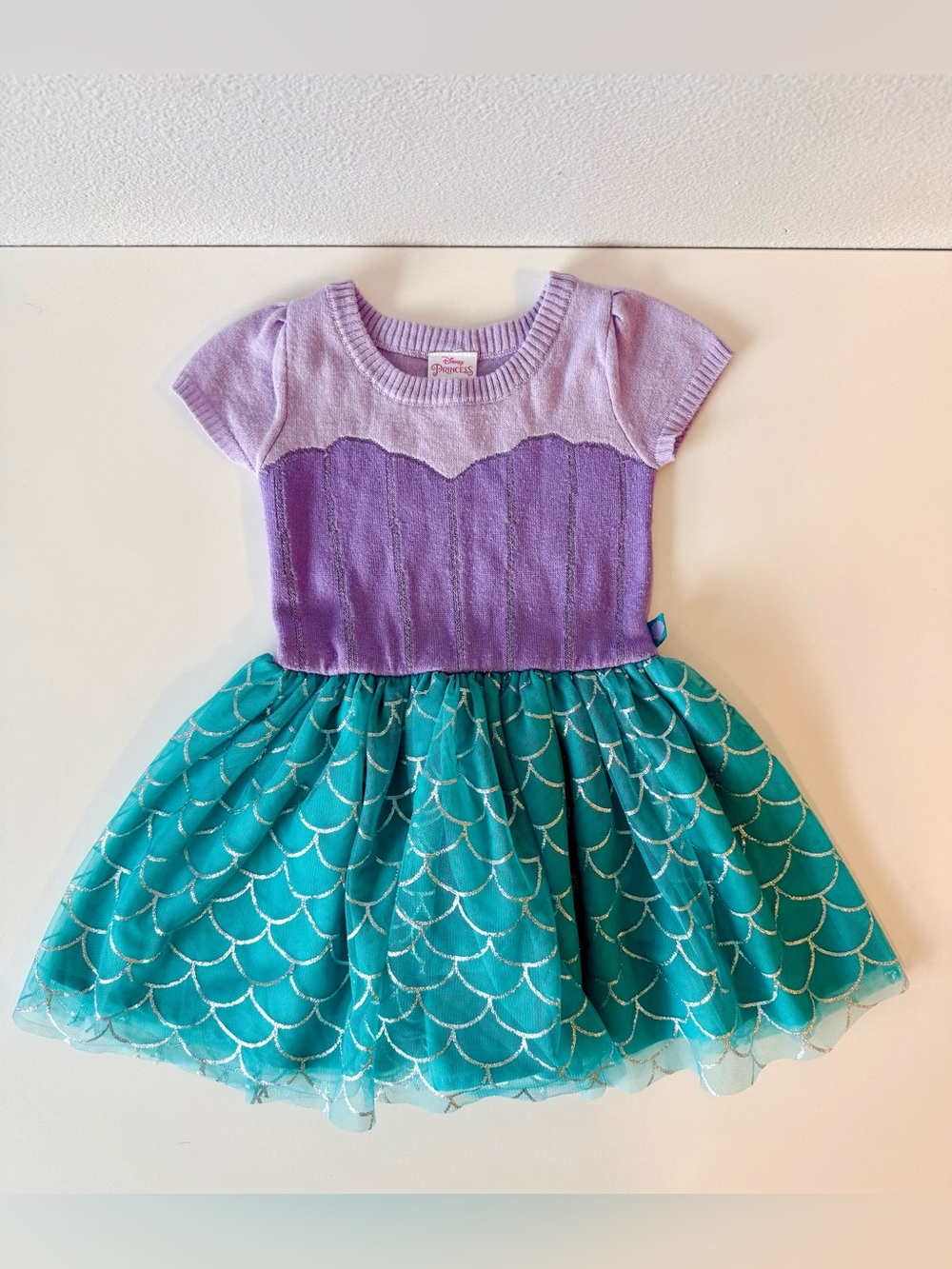 Disney Princess Ariel Little Mermaid Sweater Tulle Tutu Dress 4T Purple Teal